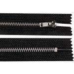 Prima-obchod Kovový zip No 4 délka 18 cm kalhotový se stříbrnými zoubky, barva černá – Hledejceny.cz
