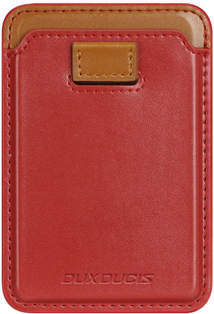 Pouzdro Dux Ducis Magnetic Leather Wallet magnetická peněženka MagSafe iPhone RFID blocker červené