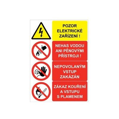 POZOR ELEKTRICKÉ ZAŘÍZENÍ - NEHAS VODOU ANI PĚNOVÝMI PŘÍSTROJI - NEPOVOLANÝM VSTUP ZAKÁZÁN - ZÁKAZ KOUŘENÍ A VSTUPU… – Sleviste.cz