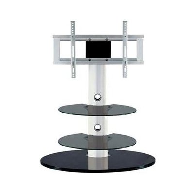PRIME Falcon Black Round Glass and Metal Flat Panel Stand GDST/SW2000BR