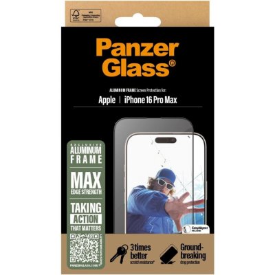 PanzerGlass tvrzené sklo Aluminium Frame install kit Apple iPhone 16 Pro Max 2852 – Zboží Živě