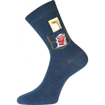 Boma KAPSIK speciální pánské vtipné ponožky s prezervativem jeans modrá – Zboží Mobilmania