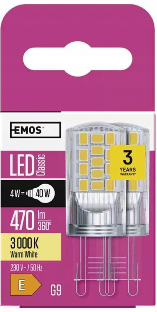 Emos lED žárovka Classic JC 4W G9 teplá bílá