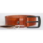 Hnědý kožený opasek z pevné silné kůže s dekorativními prolisy a matně černou přezkou FLW – Zboží Dáma