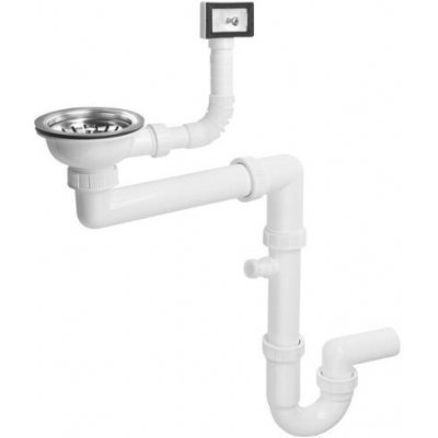 Bruckner Dřezový sifon šetřící místo s přepadem a odbočkou 6/4", včetně pilety, DN40, bílá 155.127.0 – Zbozi.Blesk.cz