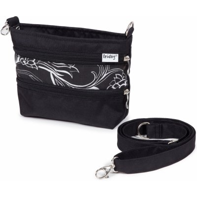 Iridog Pamlskovník & crossbody 2V1 černý s bílými květy š21 x v15 cm