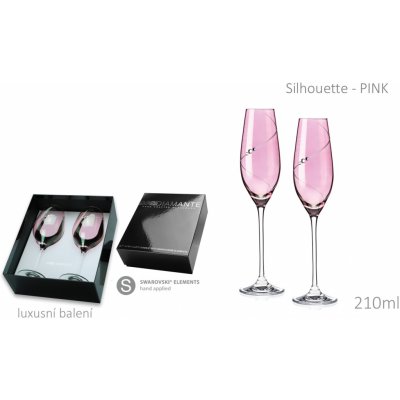 Diamante Sklenice na sekt Silhouette PINK 2 x 210 ml – Zboží Mobilmania