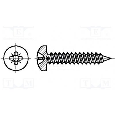 BOSSARD 5000785 -AS Vrut; 2,9x6,5; Hlava: válcová; Phillips; PH1; kalená ocel; BN 30901