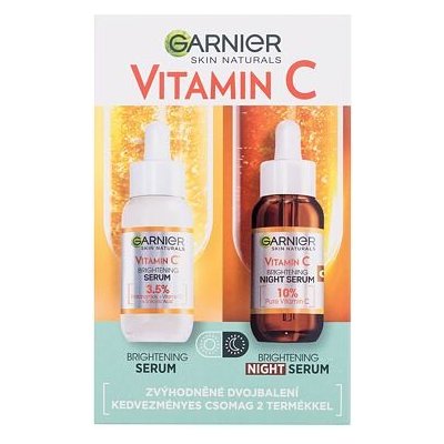 Garnier Skin Naturals Vitamin C : denní pleťové sérum Skin Naturals Vitamin C Brightening Super Serum 30 ml + noční pleťové sérum Skin Naturals Vitamin C Brightening Night Serum 30 ml pro ženy – Hledejceny.cz