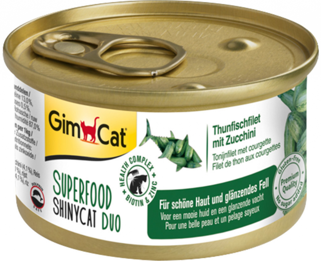 GimCat Superfood ShinyCat Duo tuňákový filet s cuketou 24 x 70 g