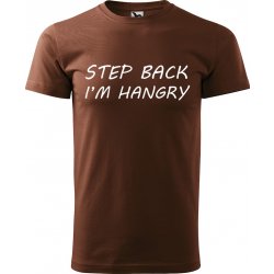 Malfini ručně malované pánské bavlněné tričko Step Back! I'm Hangry bílá čokoládová