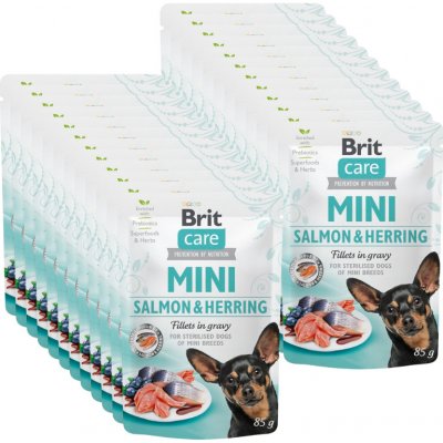 Brit Care Mini Losos a sleď sterilovaný 24 x 85 g – Sleviste.cz