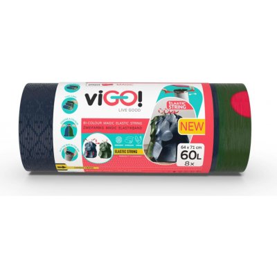 viGO! Pytle na odpadky s elastickou páskou - 60 l 23 μm 8 ks – Hledejceny.cz