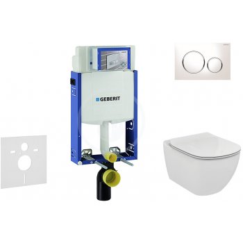 Geberit Kombifix WC Ideal Standard Tesi + Tlačítko Sigma20 bílá/lesklý chrom/bílá + Sedátko 110.302.00.5 NF4