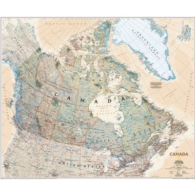 National Geographic Kanada - nástěnná mapa Executive 97 x 81 cm Varianta: bez rámu v tubusu, Provedení: laminovaná mapa v lištách