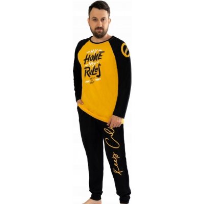 1P1252 Home rules pánské pyžamo dlouhé žluto černé