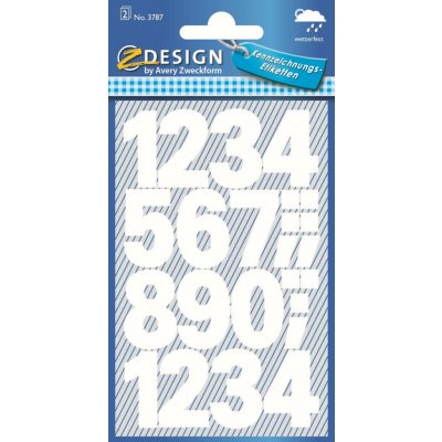 Avery Zweckform 3787 Samolepicí číslice, fólie, 25 mm, 28 ks, bílé – Hledejceny.cz