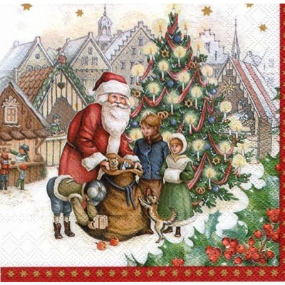 Ubrousek 33 x 33 cm SANTA A DĚTI – Zboží Dáma