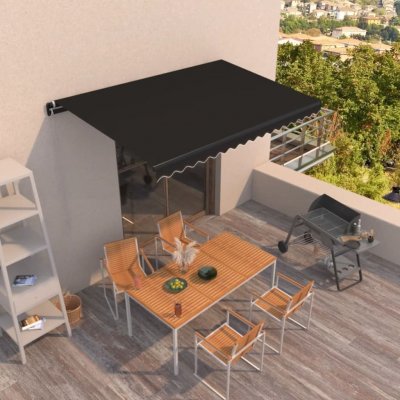 Dekorhome Ručně zatahovací markýza 400x350 cm Krémová – HobbyKompas.cz
