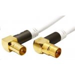 goobay goobay Kabel anténní TV, 135dB, 4x stíněný, IEC169-2, M-F (lomené, zlacené), 10m, + redukce M-M, bílý – Zboží Živě