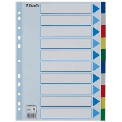 Barevné rozlišovače, mix barev, A4, plast, 10 dílů, ESSELTE – Hledejceny.cz