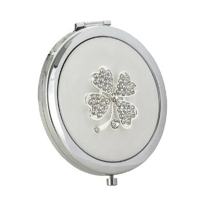 Kosmetické zrcátko kapesní stříbrné čtyřlístek Swarovski crystals – Hledejceny.cz