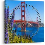 Obraz - Golden Gate Bridge, San Francisco (s hodinami), jednodílný 30x30 cm s hodinami – Hledejceny.cz