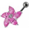 Piercing Šperky4U stříbrný piercing do pupíku kytička BP01159-P