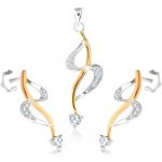 Šperky eshop Stříbrné náušnice a přívěsek linie "S" vlnka ve zlatém odstínu zirkony SP38.12 – Zboží Dáma