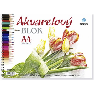 Bobo sešit Akvarelový blok A4 čistý 20 listů – Zboží Dáma