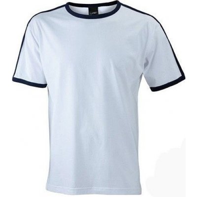 James+Nicholson tričko Flag-T s kontrastními lemy 165 g/m bílá modrá námořní JN017