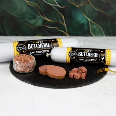 Lyopet Butcherie Chicken sausage 800 g – Sleviste.cz