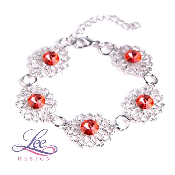 Náramek Swarovski náramek Krajka Rivoli Padparadscha NARKRA8-09 Lee Design