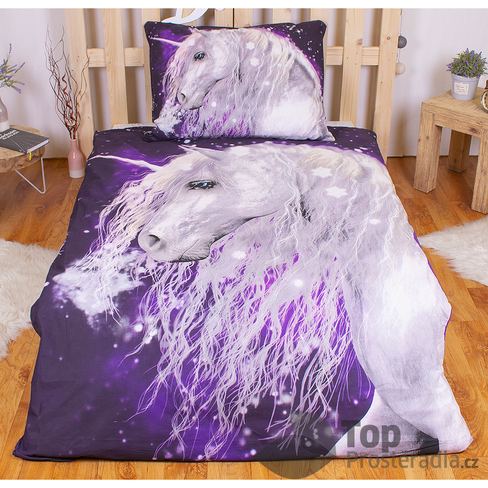 TOP bavlna povlečení Unicorn purple 140x200 70x90 od 575 Kč - Heureka.cz