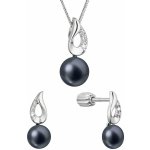 Evolution Group perlová souprava se zirkony a černou říční perlou 29061.3B black – Zboží Mobilmania