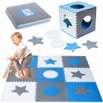 INKA Pěnová podložka puzzle pro děti 180x180cm 9 dílků šedá a modrá – Zboží Dáma