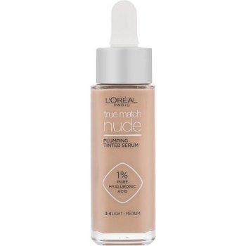 L'Oréal Paris True Match Nude Plumping Tinted Serum sérum pro sjednocení barevného tónu pleti 3-4 Light Medium 30 ml