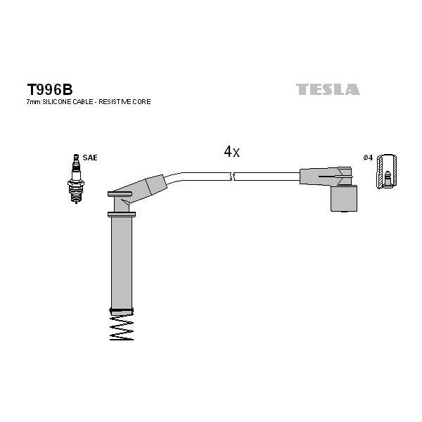 Zapalovací cívky Sada kabelů pro zapalování TESLA T996B