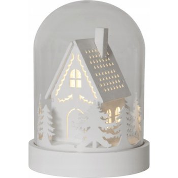 STAR TRADING Svítící dekorace Hidden Cottage bílá barva čirá barva sklo dřevo plast