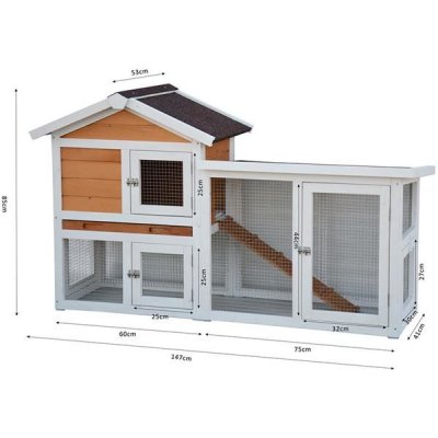 A.K. Queensland Králíkárna s výběhem světle hnědá bílá 147 x 53 x 85 cm – Zbozi.Blesk.cz