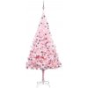 Vánoční stromek vidaXL Umělý vánoční stromek s LED a sadou koulí růžový 150 cm PVC