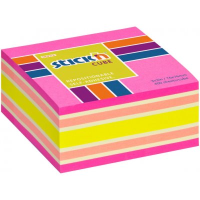 Stick´n Samolepicí bločky Stick´n by Hopax - 76 x 76 mm / 400 lístků / neon mix růžová – Hledejceny.cz