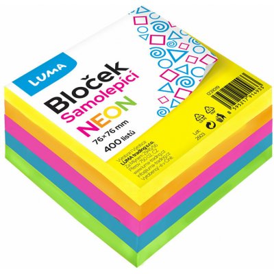 LUMA TRADING samolepicí 76 × 76 mm, 5 × 80 lístků, neonový mix barev – Hledejceny.cz