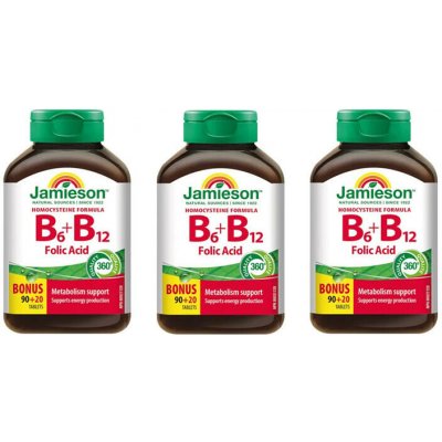 Jamieson Vitamíny B6 B12 + kyselina listová 3 x 110 tablet – Hledejceny.cz