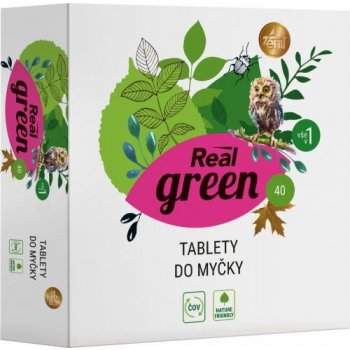 Real Green Clean bezfosfátové tablety do myčky All in 1 40 ks