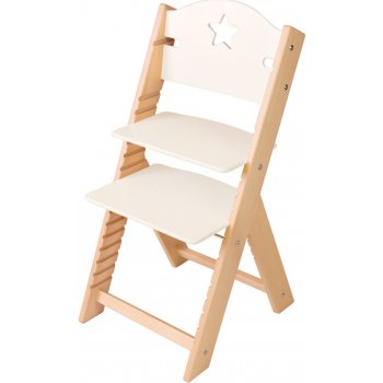 Sedees dřevěná rostoucí židle bílá s hvězdičkou
