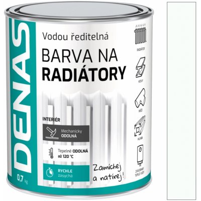 Denas Radiator barva na radiátory, rychleschnoucí, vodou ředitelná, 0100 bílá, 700 g – Sleviste.cz