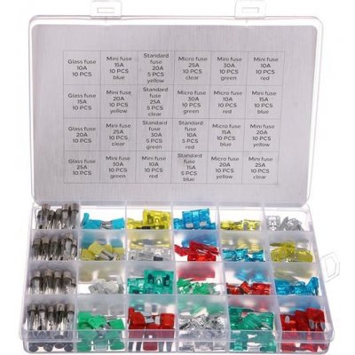 Sada nožových a skleněných automobilových pojistek MECHANIC FUSE SET 215 SIXTOL – Sleviste.cz