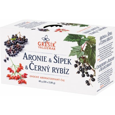 Grešík Aronie & Šípek & Černý rybíz ovocný čaj 20 x 2 g – Zboží Mobilmania