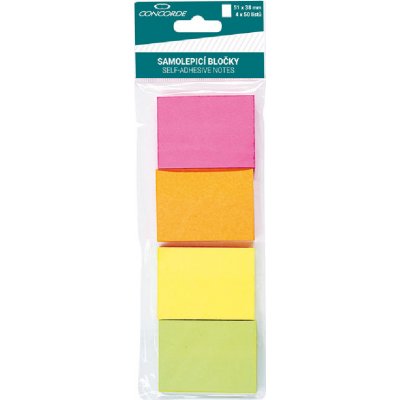 Bloček samolepící 51x38mm 5 neon barev 4x50 listů Concorde – Zboží Dáma